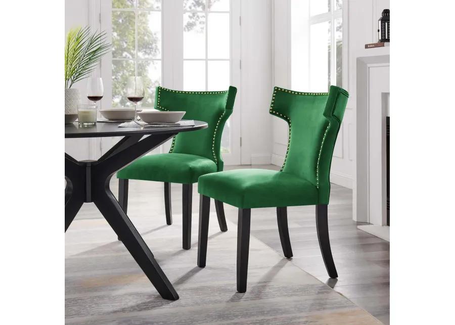 Curve Performance Velvet Dining Chairs - Set of 2