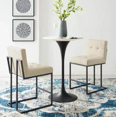 Privy Black Stainless Steel Upholstered Fabric Counter Stool Set of 2