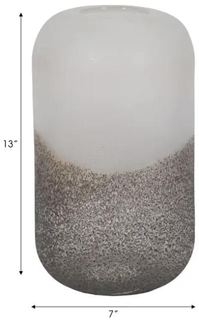 13" Ombre Cylinder Vase, White/grey