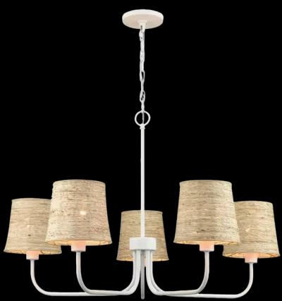 Abaca 34'' Wide 5-Light Chandelier - Textured White