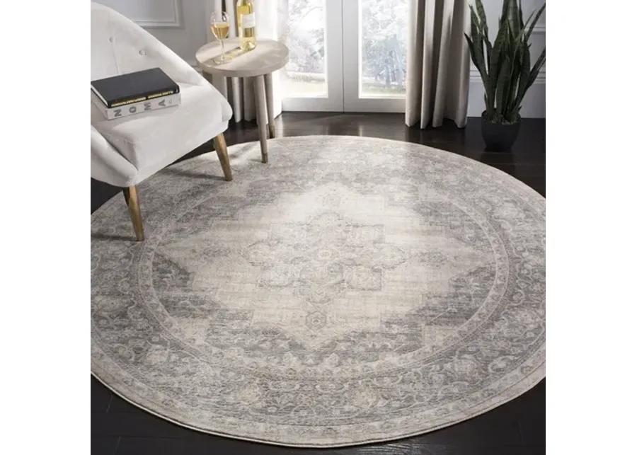 Brentwood 865 Cream / Grey 3' X 3' Round Round Powerloomed Rug