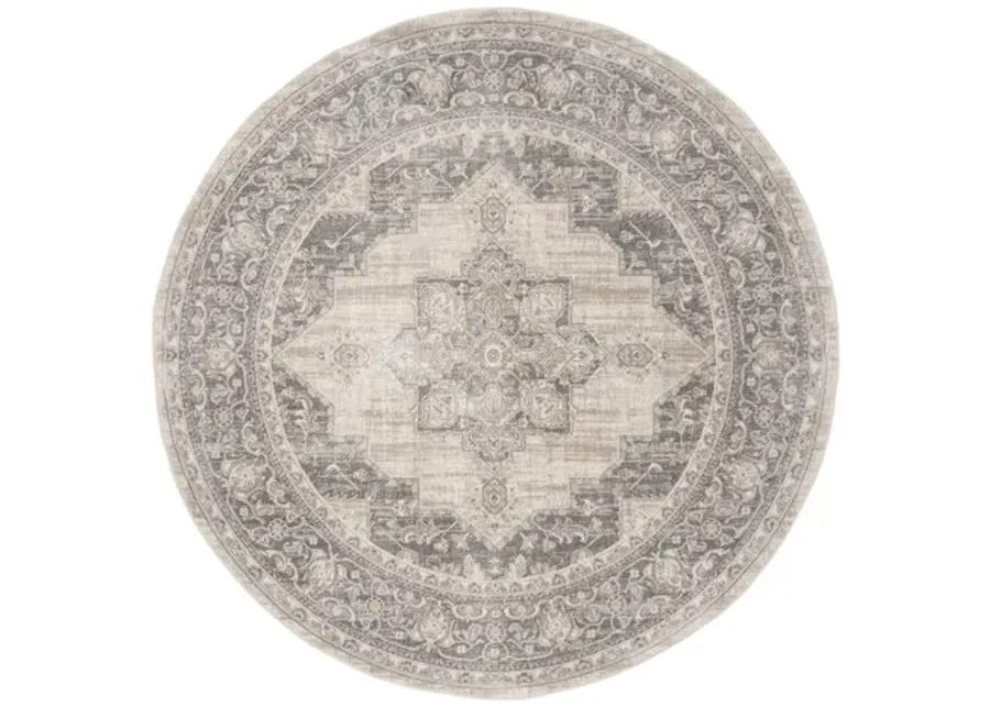 Brentwood 865 Cream / Grey 3' X 3' Round Round Powerloomed Rug