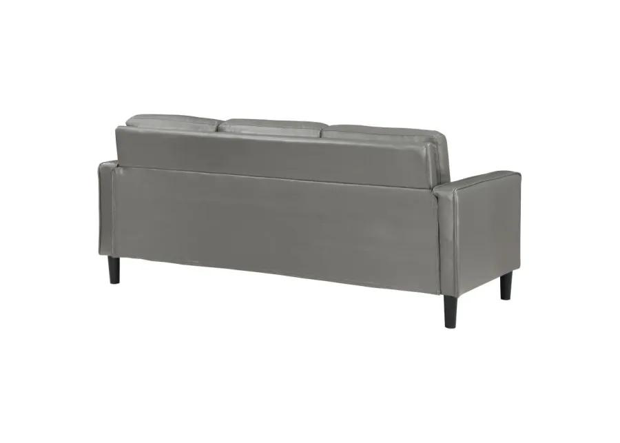 Ruth Upholstered Track Arm Faux Leather Sofa Grey