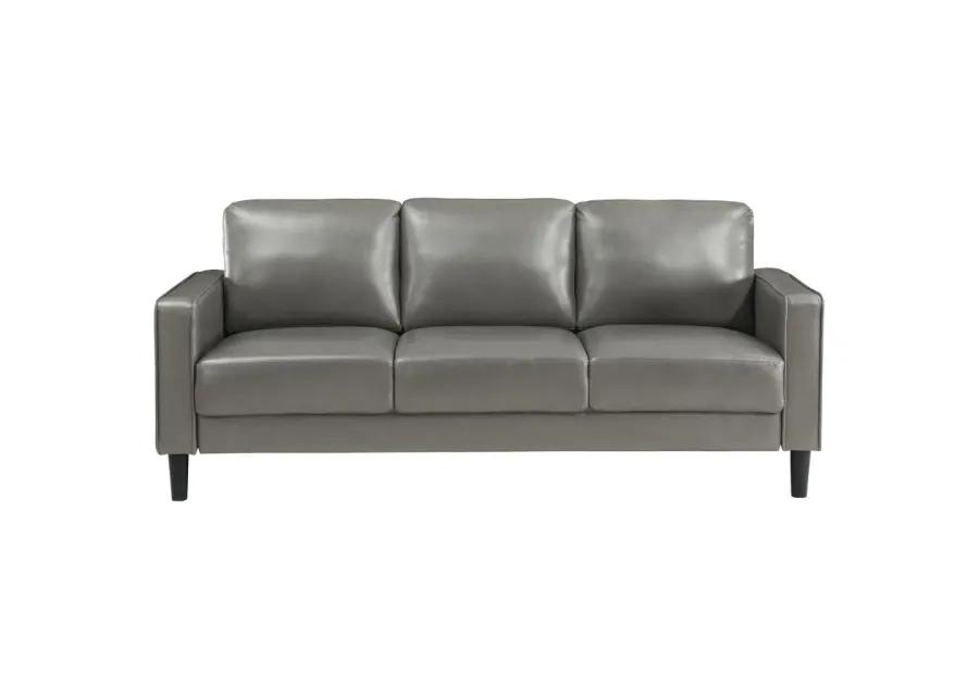 Ruth Upholstered Track Arm Faux Leather Sofa Grey