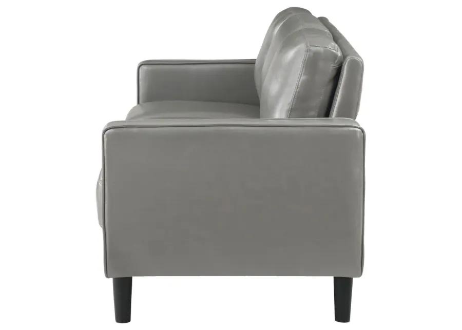 Ruth Upholstered Track Arm Faux Leather Sofa Grey