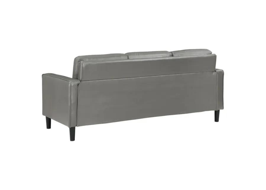 Ruth Upholstered Track Arm Faux Leather Sofa Grey