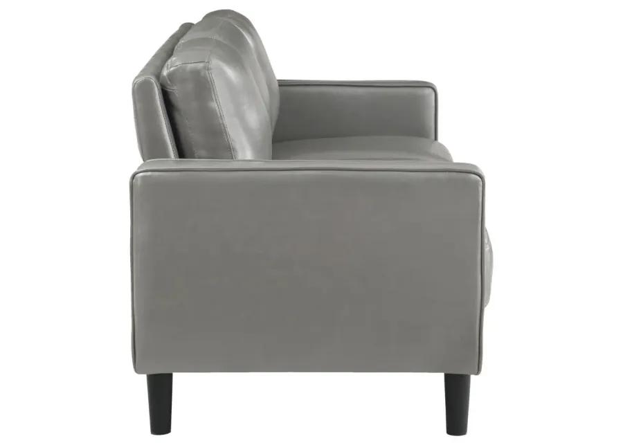 Ruth Upholstered Track Arm Faux Leather Sofa Grey