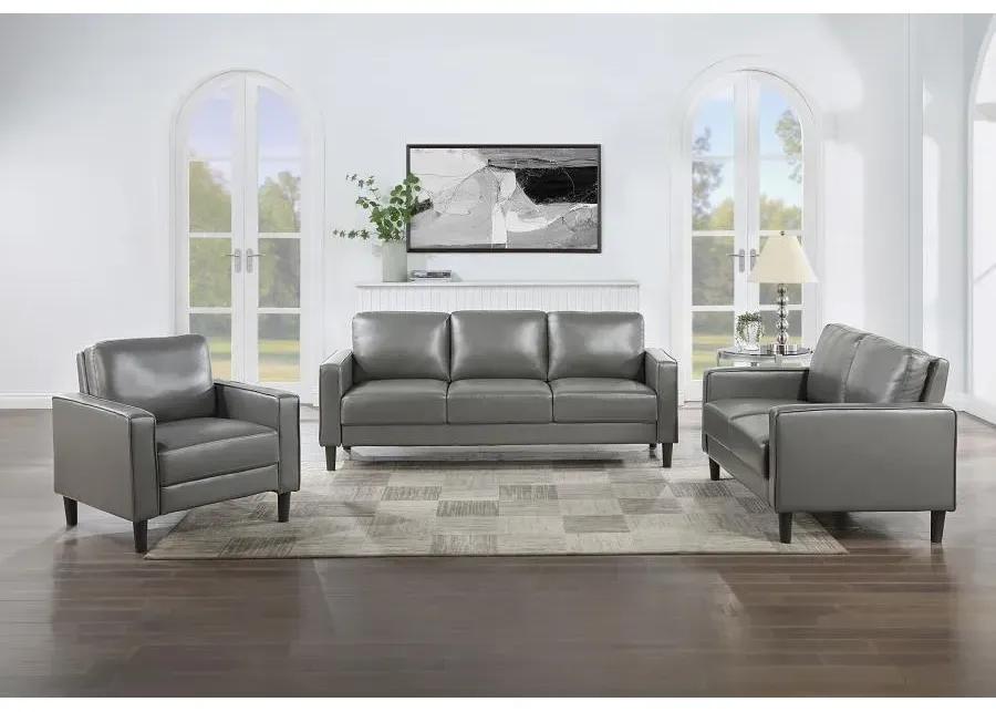 Ruth Upholstered Track Arm Faux Leather Sofa Grey