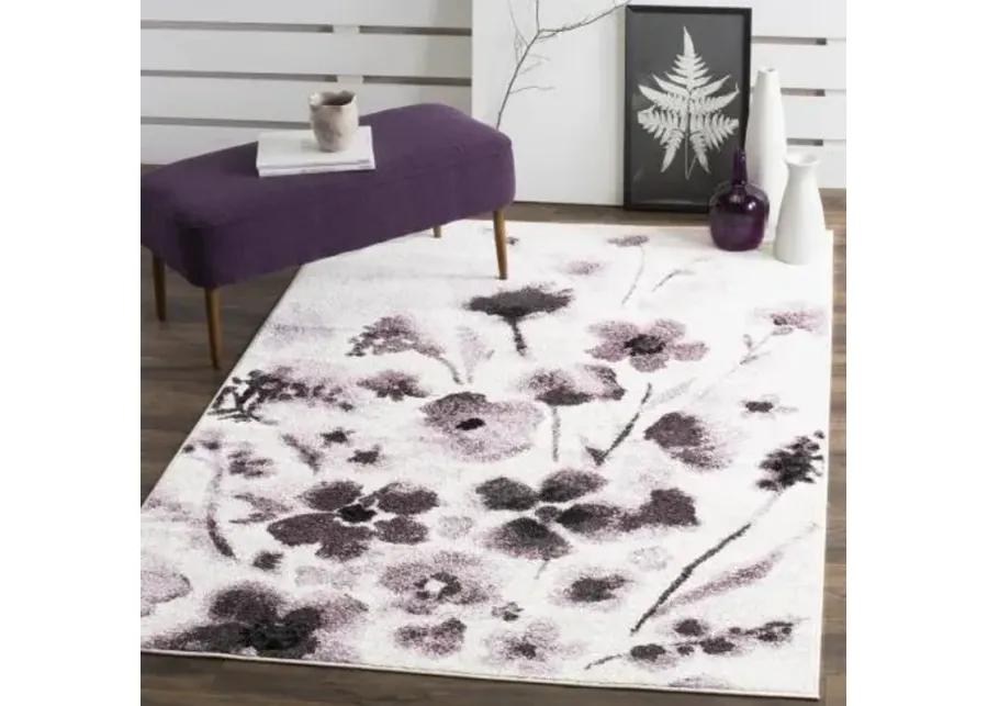 Adirondack Contemporary Ivory / Purple 6' X 9' Powerloomed Rug