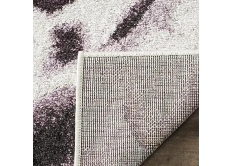 Adirondack Contemporary Ivory / Purple 6' X 9' Powerloomed Rug