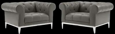 Idyll Tufted Upholstered Leather Armchair Set of 2