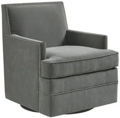 Madison Park Circa Grey Upholstered Swivel Chair