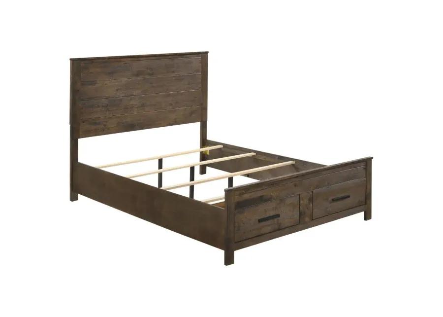 Woodmont Queen Storage Bed Rustic Golden Brown