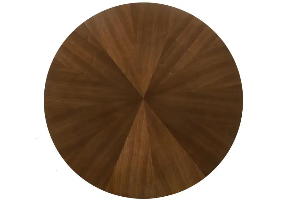 Cirque 54" Round Walnut Wood and Metal Pedestal Dining Table