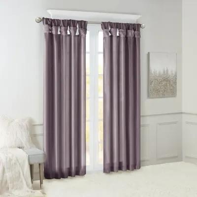 Madison Park Emilia Purple Twist Tab Lined Window Curtain Panel