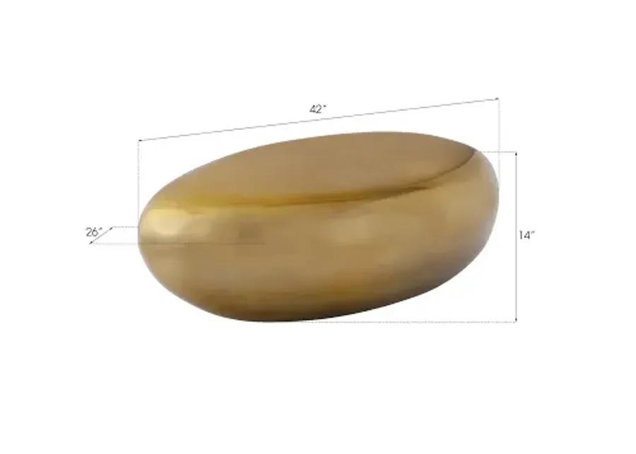 river stone coffee table, small, liquid gold