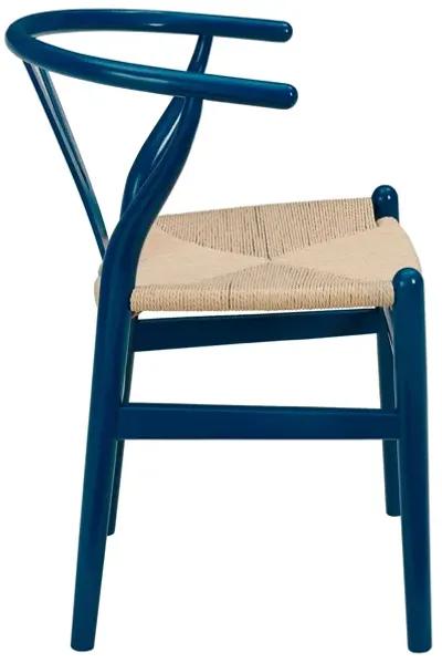 Evelina Side Chair in Midnight Blue and Natural Rush Seat - Set of 2