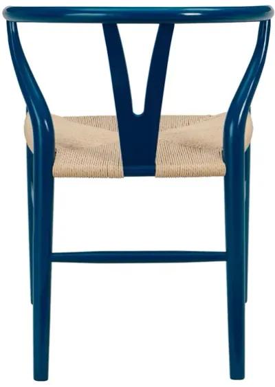 Evelina Side Chair in Midnight Blue and Natural Rush Seat - Set of 2