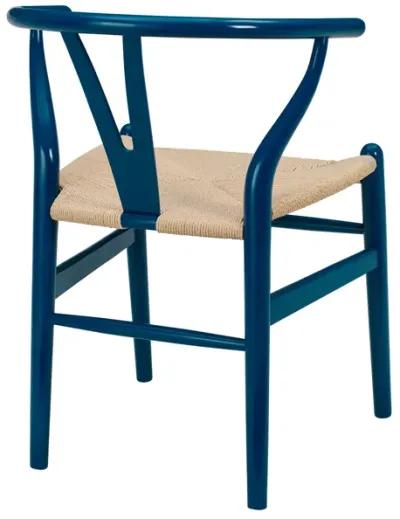 Evelina Side Chair in Midnight Blue and Natural Rush Seat - Set of 2