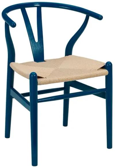 Evelina Side Chair in Midnight Blue and Natural Rush Seat - Set of 2