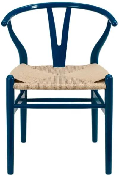 Evelina Side Chair in Midnight Blue and Natural Rush Seat - Set of 2