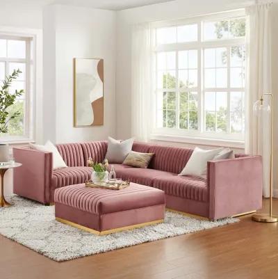 Sanguine Channel Tufted Performance Velvet 5-Piece Left-Facing Modular Sectional