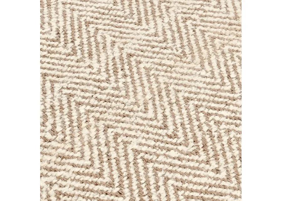 Herringbone 10'x14' Hand Spun Wool Blend Chenille Ivory Area Accent Rug