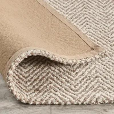 Herringbone 10'x14' Hand Spun Wool Blend Chenille Ivory Area Accent Rug