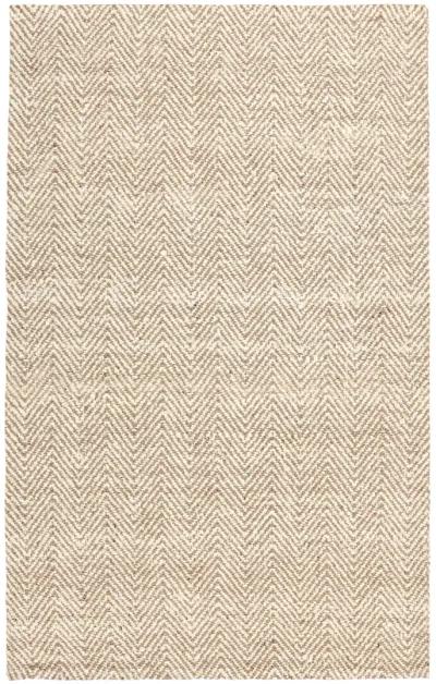 Herringbone 10'x14' Hand Spun Wool Blend Chenille Ivory Area Accent Rug