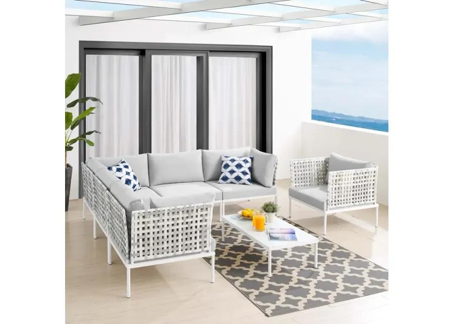 Harmony 7-Piece  Sunbrella® Basket Weave Outdoor Patio Aluminum Sectional Sofa Set