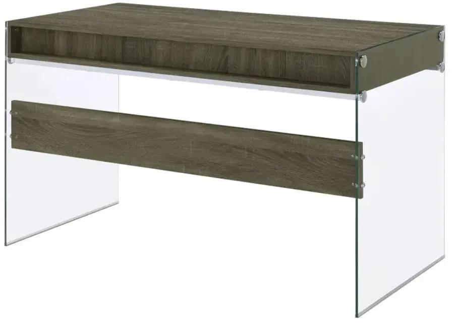 Dobrev 2-drawer Writing Desk Weathered Grey and Clear