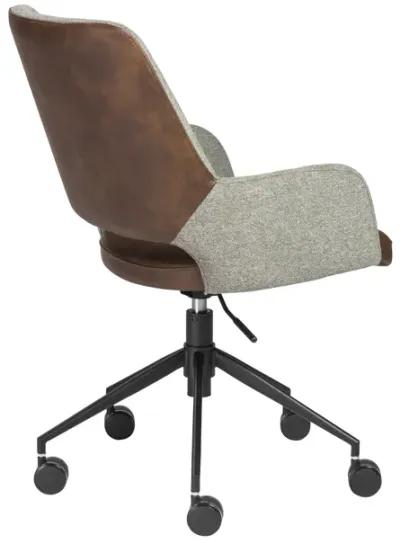 Desi Tilt Office Chair in Gray Fabric and Light Brown Leatherette with Black Base