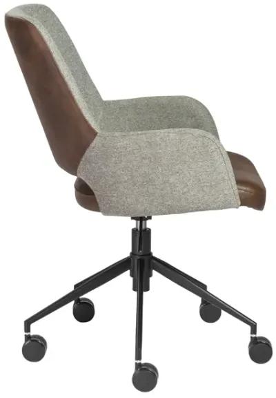 Desi Tilt Office Chair in Gray Fabric and Light Brown Leatherette with Black Base