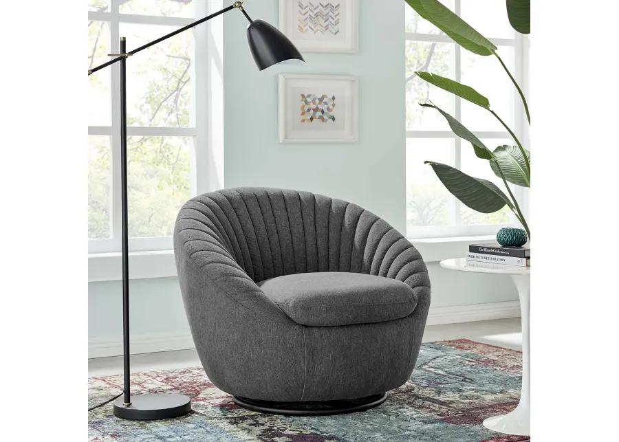 Whirr Tufted Fabric Fabric Swivel Chair