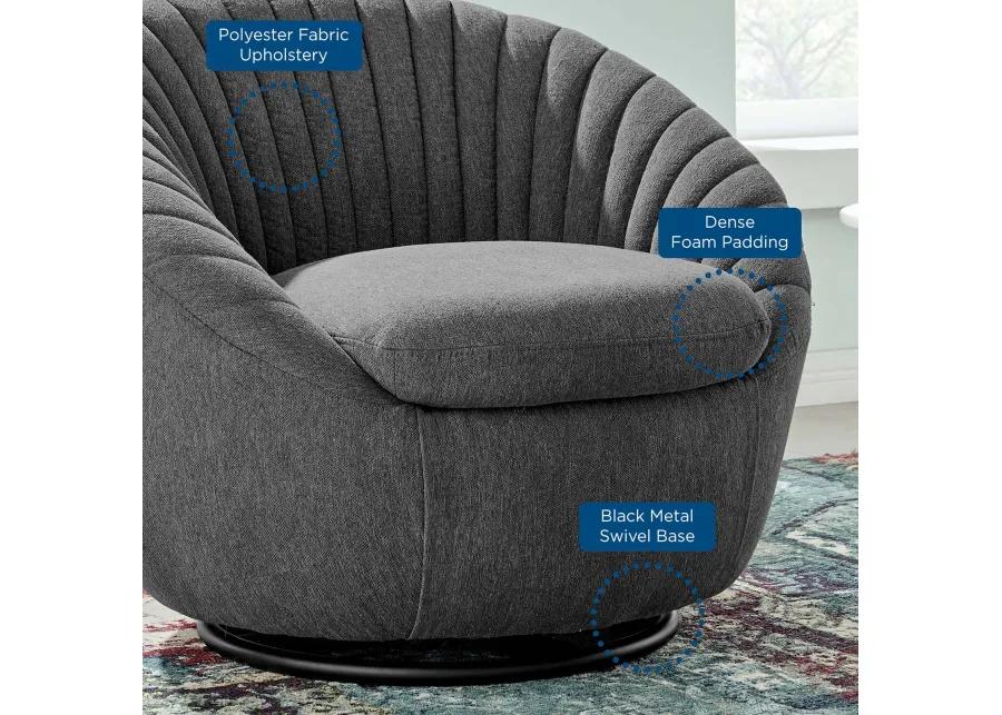 Whirr Tufted Fabric Fabric Swivel Chair