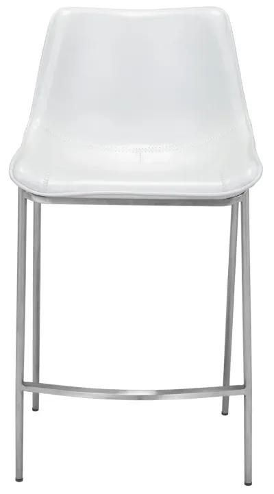 Magnus Counter Stool (Set of 2) White & Silver