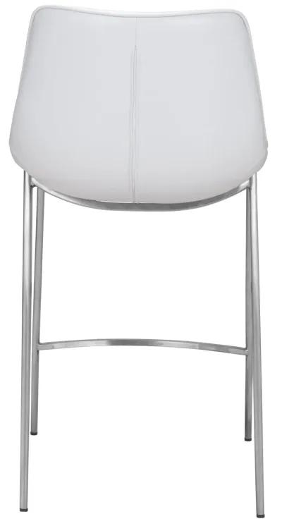 Magnus Counter Stool (Set of 2) White & Silver