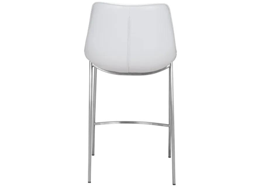 Magnus Counter Stool (Set of 2) White & Silver