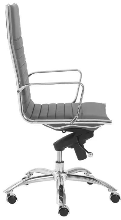 Dirk High Back Office Chair in Gray with Chromed Steel Base