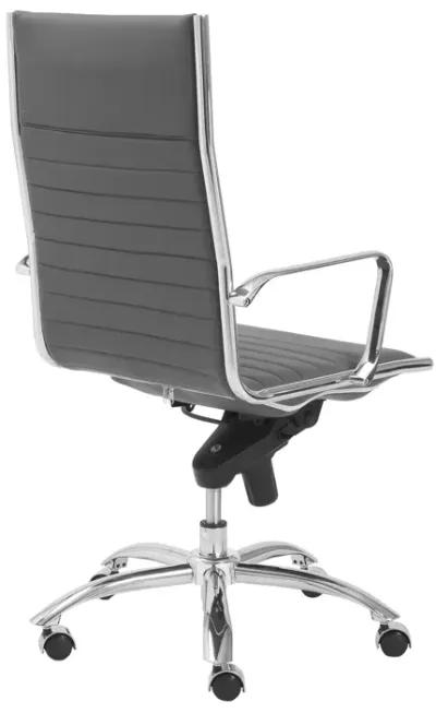 Dirk High Back Office Chair in Gray with Chromed Steel Base