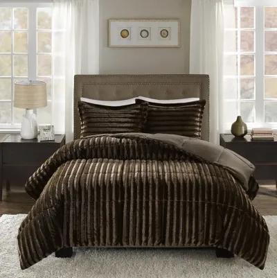 Madison Park Duke Chocolate Faux Fur Comforter Mini Set