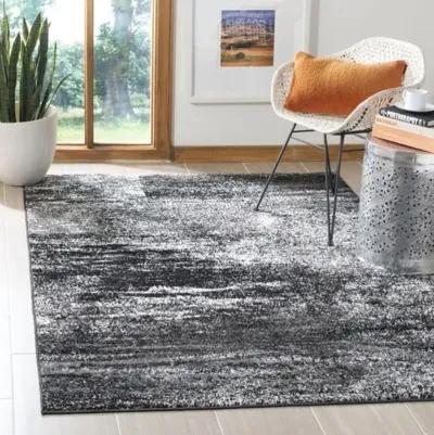 Adirondack Contemporary Silver / Black 9' X 9' Round Powerloomed Rug