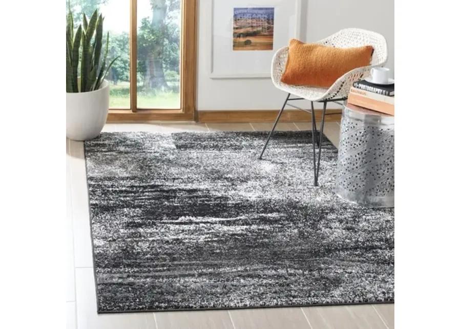 Adirondack Contemporary Silver / Black 9' X 9' Round Powerloomed Rug