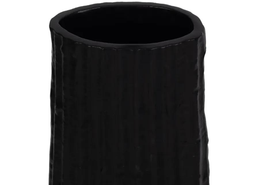 Metal, 48" Ribbed Floor Vase, Black