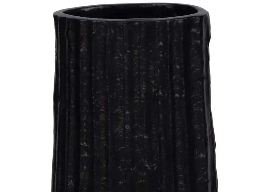 Metal, 48" Ribbed Floor Vase, Black