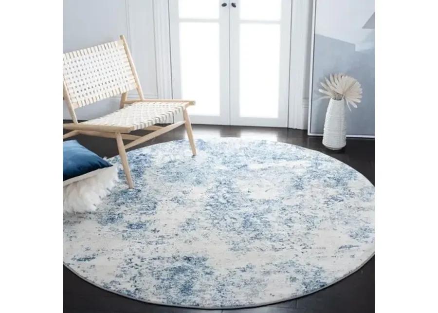 Brentwood 822 Ivory / Navy 5' X 5' Round Round Powerloomed Rug