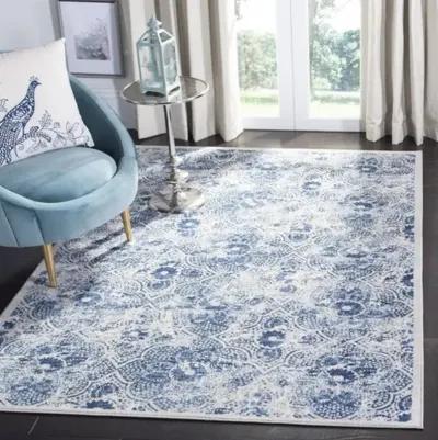 Brentwood 862 Cream / Blue 6'-7" X 6'-7" Round Round Powerloomed Rug