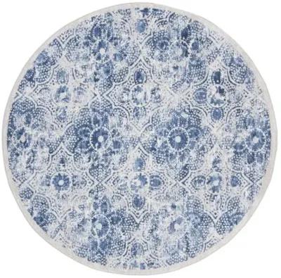 Brentwood 862 Cream / Blue 6'-7" X 6'-7" Round Round Powerloomed Rug