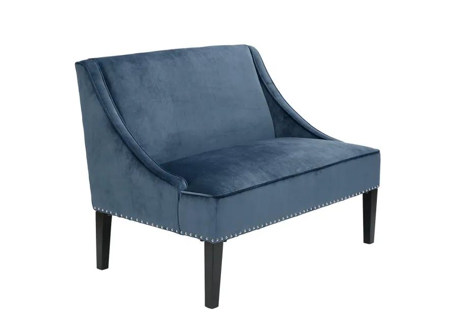 Madison Park Avalon Blue/Brown Swoop Arm Settee