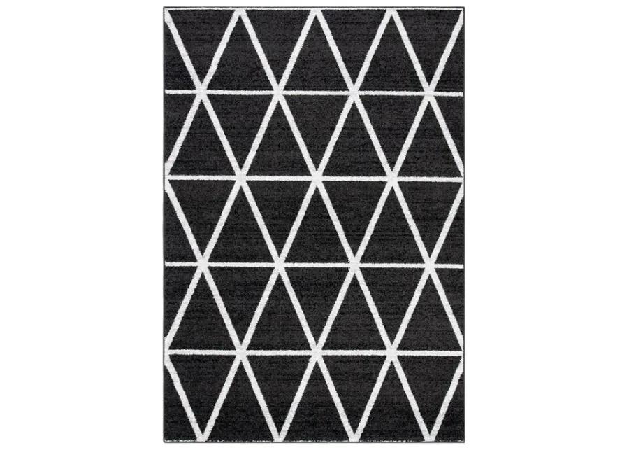 ADIRONDACK Contemporary Black / Ivory 8' X 10' Powerloomed Rug